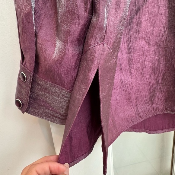 Vintage Simonton Says Purple Mauve Metallic Shimmer Gorgeous Blouse Plus Size 1X - Picture 5 of 11